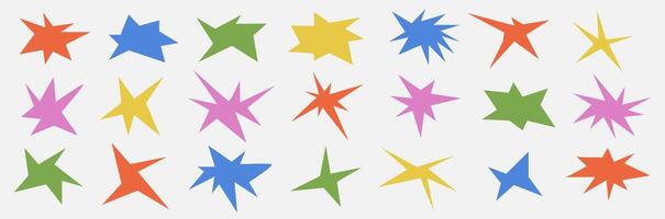 Set of abstract playful shape. Retro spiked circle stickers. Bursting explosion star. Vector for sale labels
