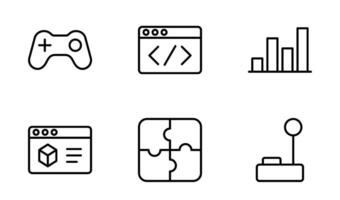 gaming development icon symbol vector template collection