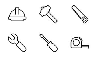 Construction tools icon symbol vector template collection