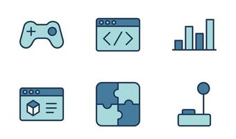 gaming development icon symbol vector template collection
