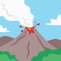 volcano erupting with smoke and steam vector