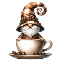 ai généré café amoureux gnome illustration avec haricots. png