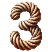 AI generated Artistic Twisted Rope Number Three Design. png