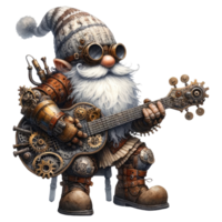 AI generated Steampunk Gnome Character with Aviator Goggles. png