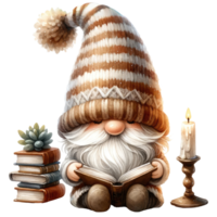 ai genererad gnome läsning en bok illustration. png