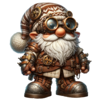 AI generated Steampunk Gnome Character with Aviator Goggles. png