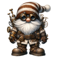 AI generated Steampunk Gnome Character with Aviator Goggles. png