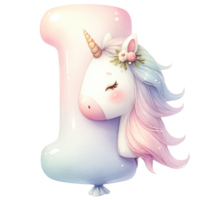 AI generated Whimsical Unicorn Letter I with Floral Accent png
