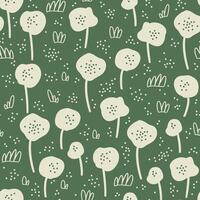 Seamless pattern with creative decorative flowers in scandinavian style. Repeatable design for backgrounds, fabric, textile. Vector backdrop.