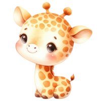 AI generated Delightful Baby Giraffe Cartoon Illustration. png