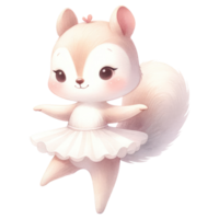 AI generated Cute Squirrel Ballerina Cartoon Illustration. png