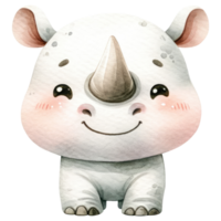 AI generated Adorable Baby Rhinoceros Cartoon Illustration. png