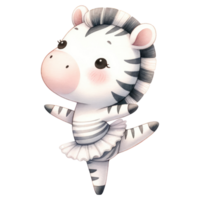 AI generated Cute Zebra Ballerina Cartoon Illustration. png