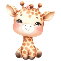 AI generated Delightful Baby Giraffe Cartoon Illustration. png