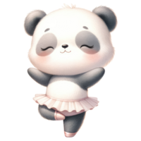 ai gerado fofa panda bailarina desenho animado ilustração. png