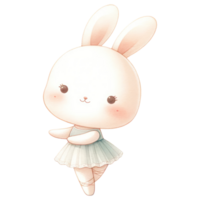 AI generated Cute Rabbit Ballerina Cartoon Illustration. png