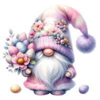 AI generated Whimsical Gnome with Easter Eggs Illustration png