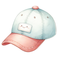 AI generated Cute Pastel Baseball Cap with Smiling Patch Illustration. png