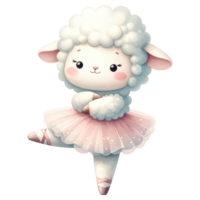 ai gegenereerd schattig schapen ballerina tekenfilm illustratie. png