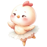 AI generated Cute Chicken Ballerina Cartoon Illustration. png