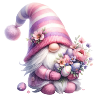 AI generated Whimsical Gnome with Easter Eggs Illustration png