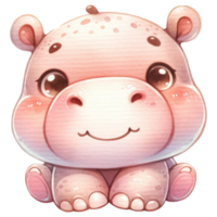 AI generated Cute Cartoon Hippo with a Cheery Smile. png