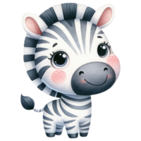 AI generated Adorable Zebra Cartoon Character Illustration. png