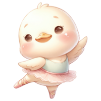 AI generated Cute Duck Ballerina Cartoon Illustration. png