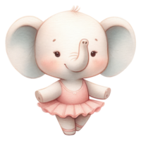 ai generato carino elefante ballerina cartone animato illustrazione. png