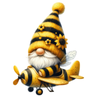 AI generated Fantasy Gnome with Sunflowers and Bees. png