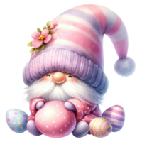 AI generated Whimsical Gnome with Easter Eggs Illustration png