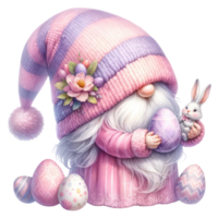 AI generated Whimsical Gnome with Easter Eggs Illustration png