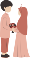 Muslim bridal couple wearing pink clothes png