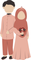 Muslim bridal couple wearing pink clothes png