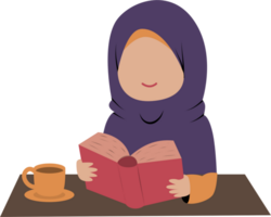 Muslim woman reading a book or Al Quran png