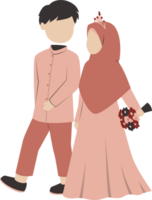 Muslim bridal couple wearing pink clothes png