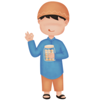 Muslim Kid Holding a Jar of Biscuits png