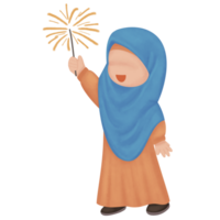 Little Girl Playing with Fireworks png