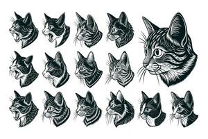 AI generated Side view of cute manx cat head illustration design bundle vector