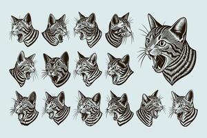 AI generated Cute meowing american shorthair cat head in side view design bundle vector