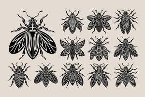 AI generated Collection of flat bug illustration design vector