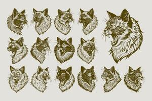 AI generated Collection of side view himalayan cat head tshirt vector design