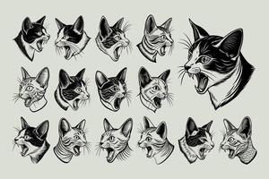 AI generated Profile side view of meowing colorpoint shorthair cat head design set vector