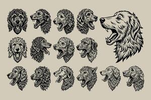 AI generated Collection of side view goldendoodle dog head illustration design vector