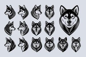 AI generated Set of Shiba inu dog head illustration design vector