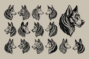 AI generated Set of side view Sarabi dog head illustration design vector