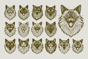 AI generated Detailed meow himalayan cat head tshirt illustration design set vector