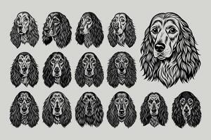 AI generated Front view english cocker spaniel dog head tshirt design vector set