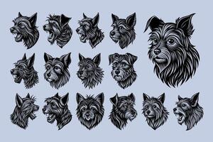 ai generado colección de lado ver affenpinscher perro cabeza ilustración diseño vector