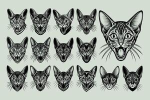 AI generated Meowing abyssinian cat head sticker design bundle vector